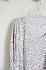 Kim Gravel Belle Tan & White Leopard Print Tank & Cardigan Set | M