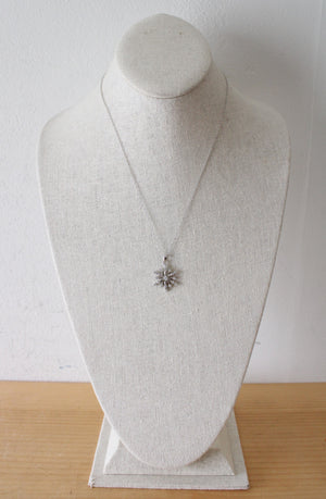 Cubic Zirconia Snowflake Sterling Silver Pendant Necklace