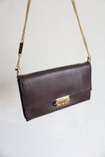 Michael Kors Cece Brown Card Holder Clutch Chain Strap Bag