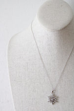 Cubic Zirconia Snowflake Sterling Silver Pendant Necklace