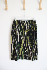 Stephen & Casey Black & Green Patterned Stretch Skirt | M