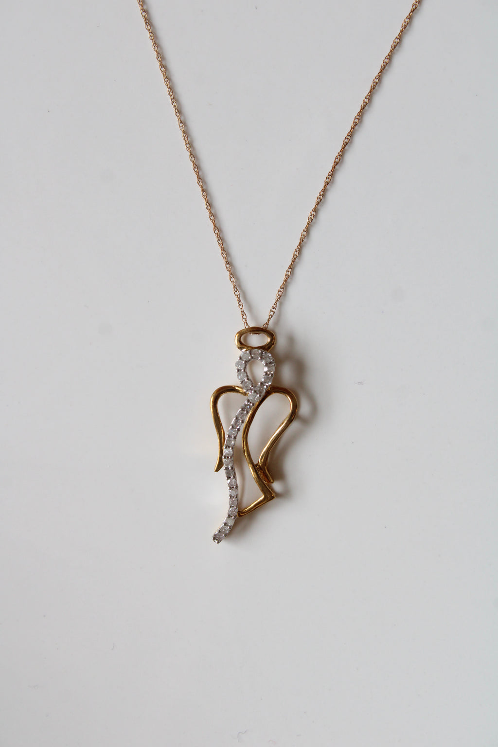 10K Gold Angel Pendant Necklace