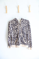 New York & Company Tan Leopard Print Velour Jacket | L