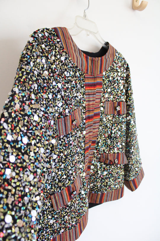 Berek Vintage Colorful Sequined Jacket | L