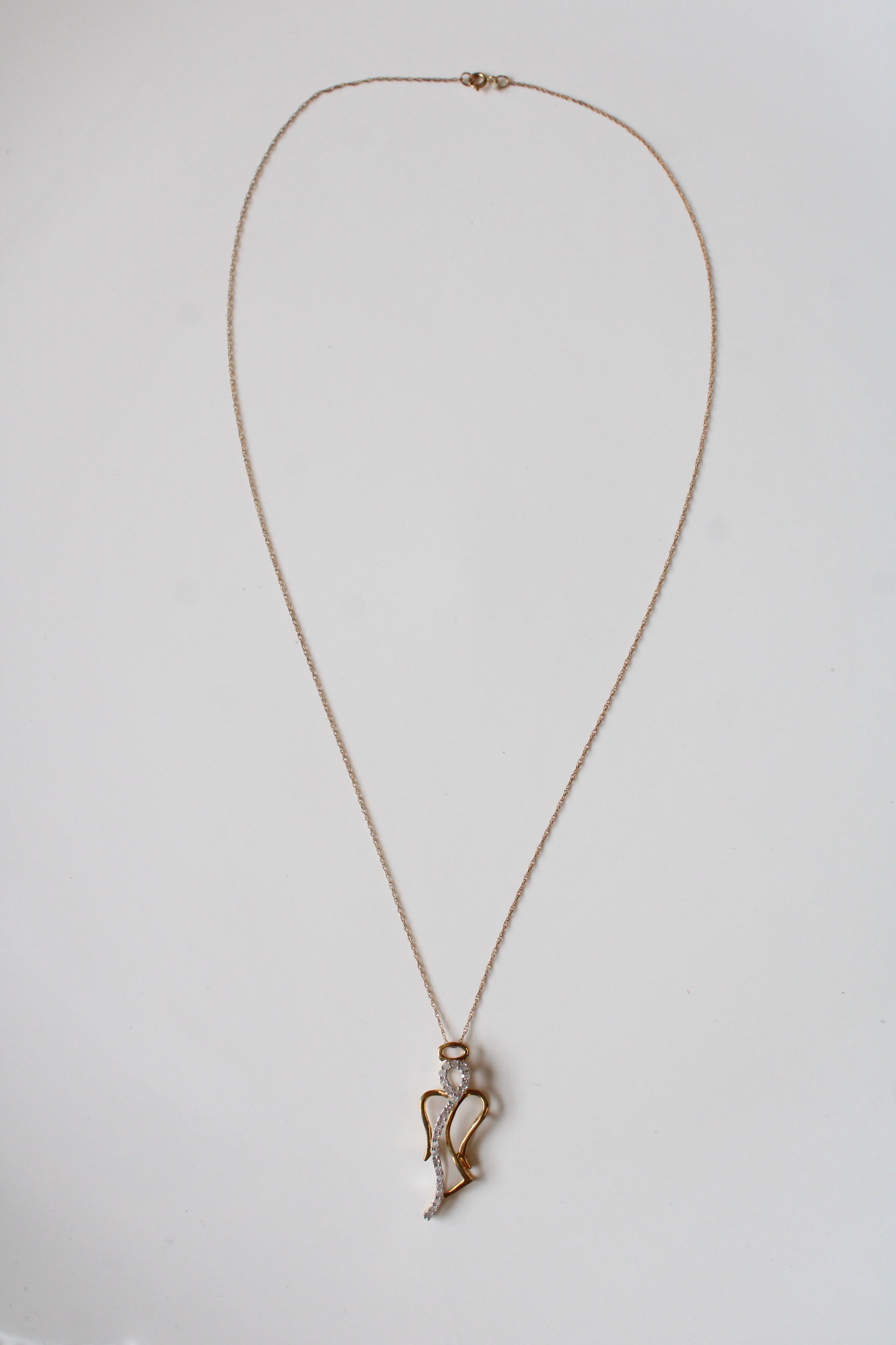 10K Gold Angel Pendant Necklace