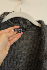 Elisabetta Gray Wool Blend Ruffle Long Cardigan | S