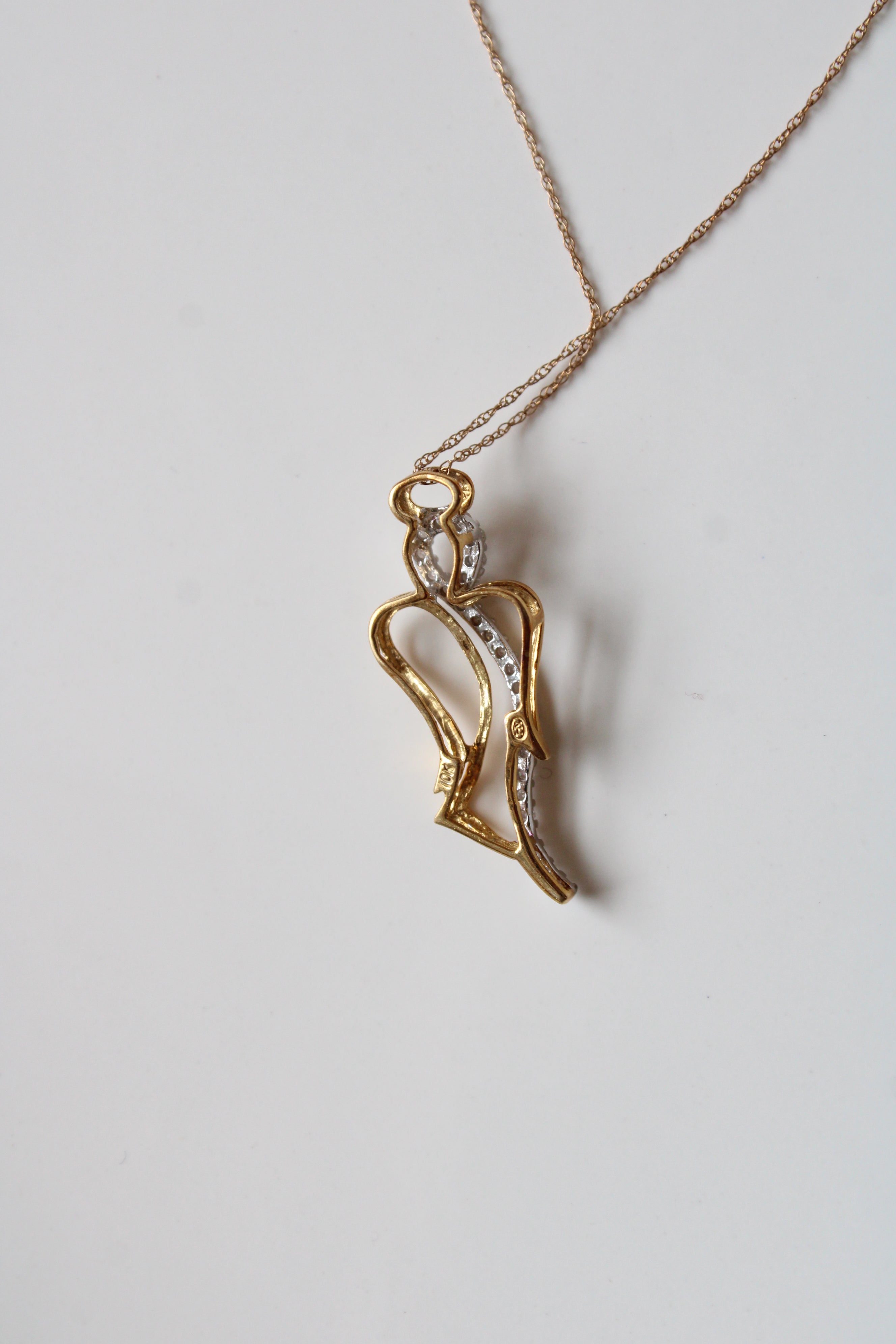 10K Gold Angel Pendant Necklace