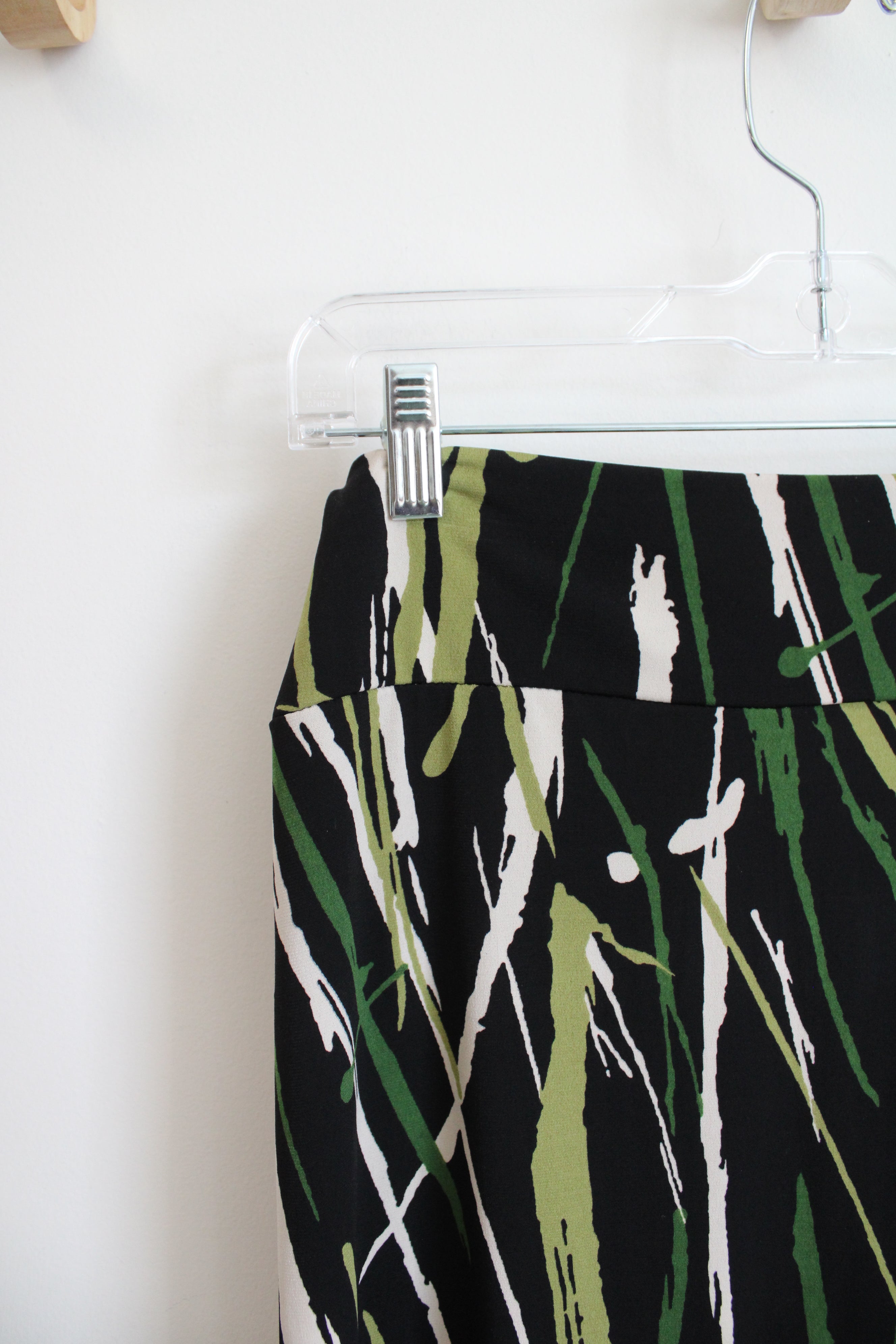 Stephen & Casey Black & Green Patterned Stretch Skirt | M