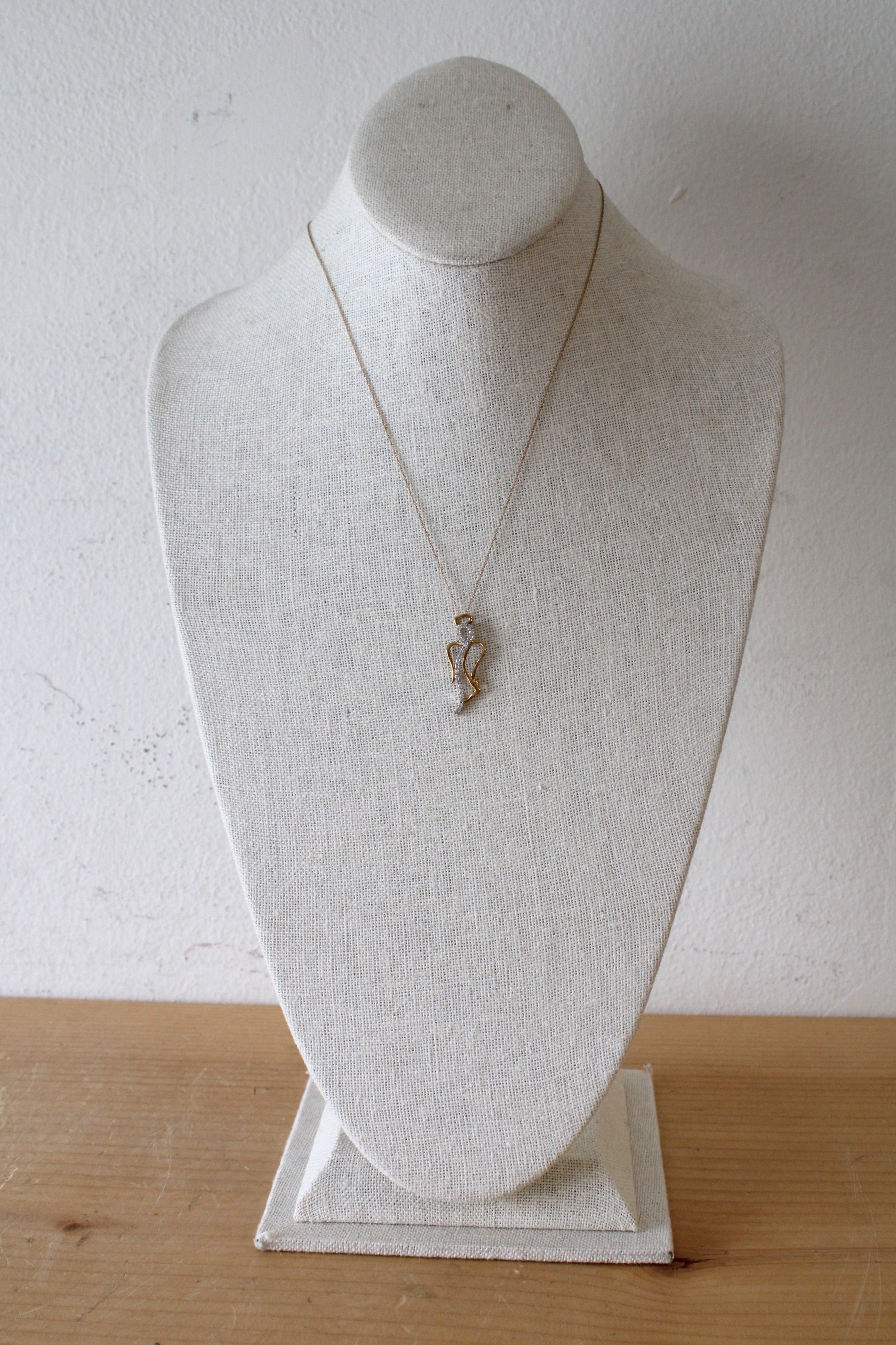 10K Gold Angel Pendant Necklace