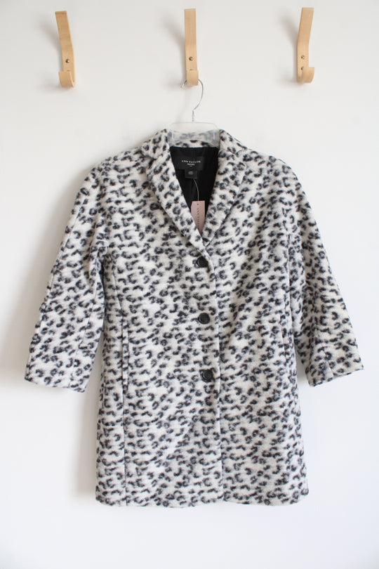 NEW Ann Taylor Cream & Black Wool Blend Coat | XXS Petite