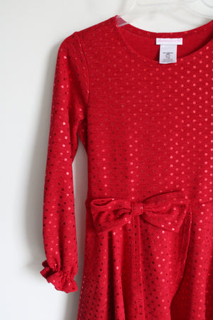 Bonnie Jean Red Knit Shimmer Dotted Dress | 16