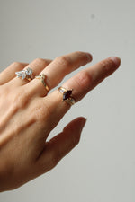 Marquise Garnet 10K Yellow Gold Vintage Ring | Size 6
