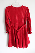 Bonnie Jean Red Knit Shimmer Dotted Dress | 16