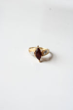 Marquise Garnet 10K Yellow Gold Vintage Ring | Size 6