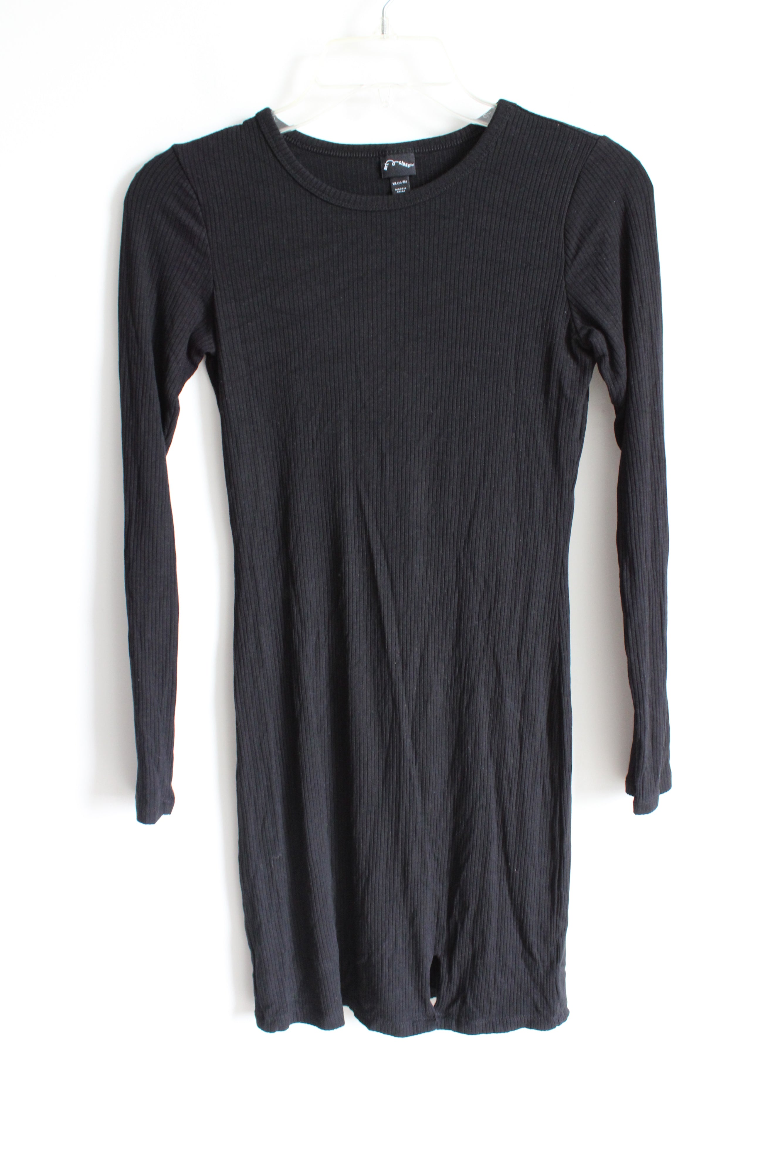 Art Class Black Ribbed Long Sleeved Dress | Youth XL (14/16)
