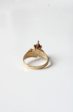 Marquise Garnet 10K Yellow Gold Vintage Ring | Size 6
