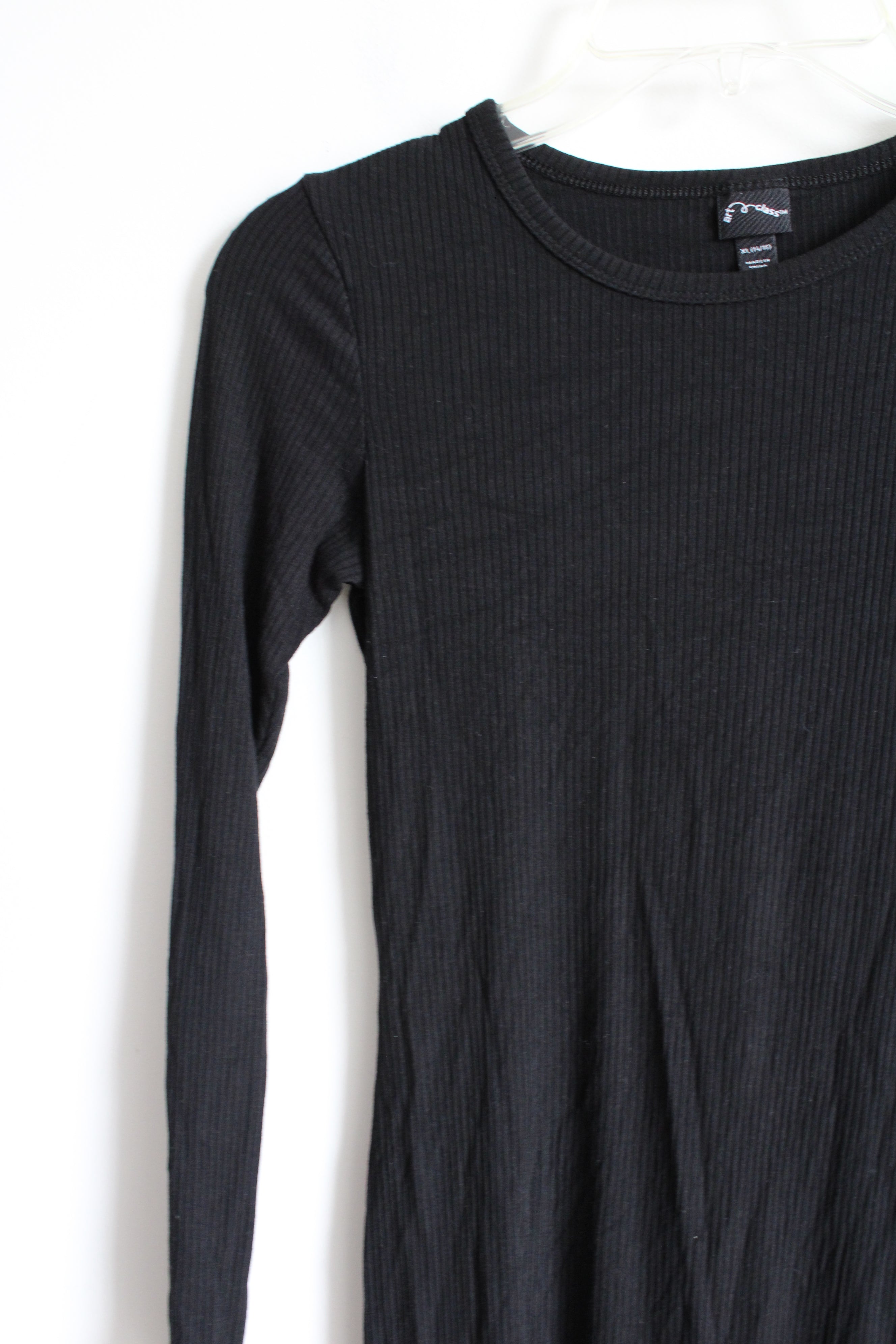 Art Class Black Ribbed Long Sleeved Dress