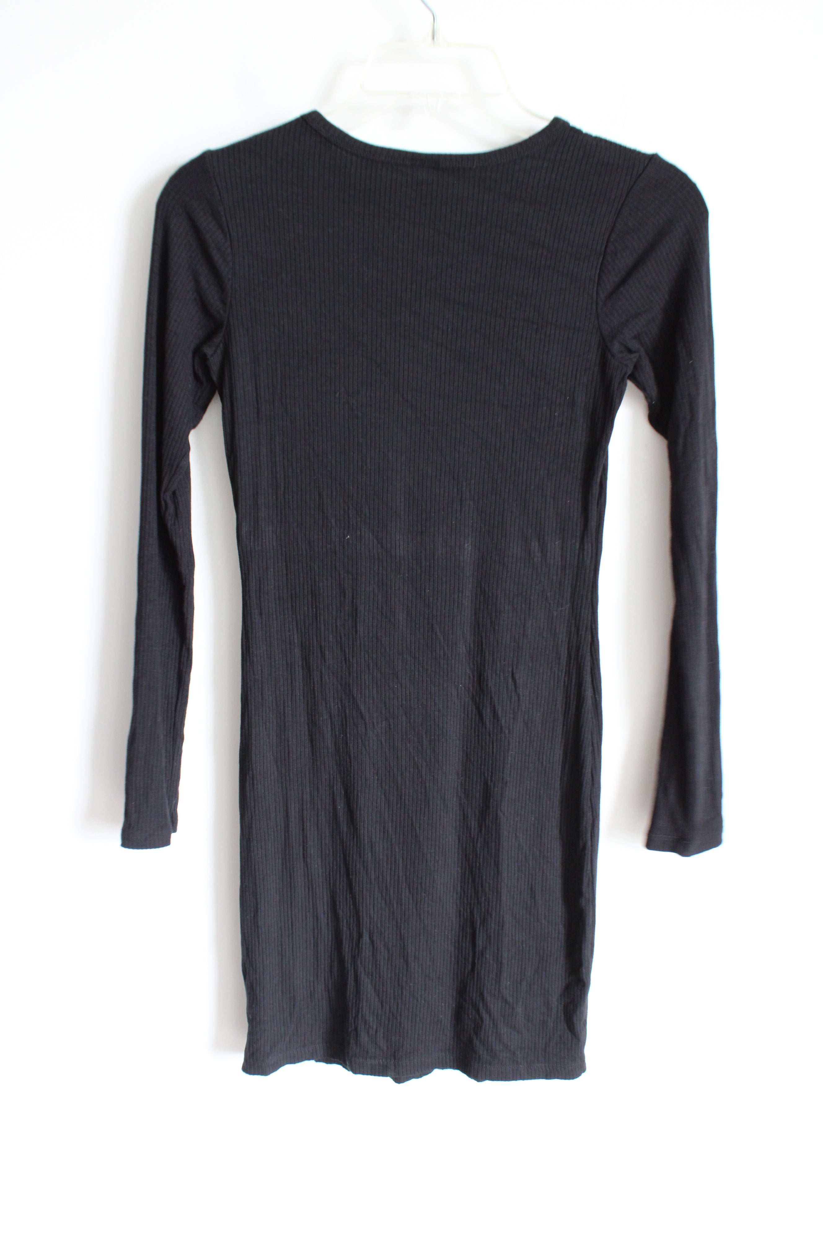 Art Class Black Ribbed Long Sleeved Dress | Youth XL (14/16)