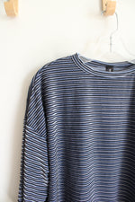 NEW Agnes & Dora Blue Velvet Striped Top | M