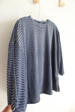 NEW Agnes & Dora Blue Velvet Striped Top | M