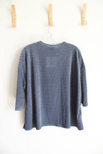 NEW Agnes & Dora Blue Velvet Striped Top | M