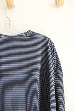 NEW Agnes & Dora Blue Velvet Striped Top | M