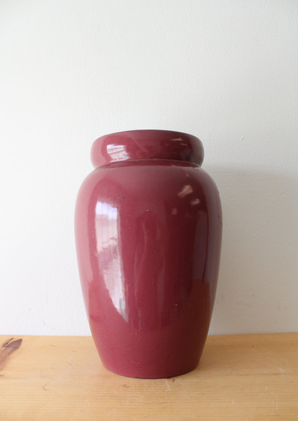 Vintage Maroon Tall Ceramic Vase