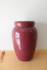 Vintage Maroon Tall Ceramic Vase
