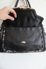 Coach Madison Black & White Python Embossed Small Sadie Flap Satchel Bag