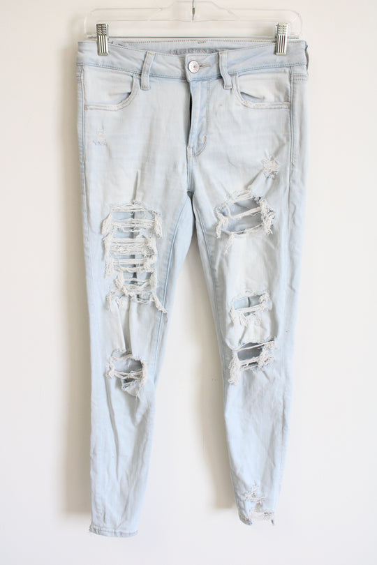 American Eagle Next Level Stretch Light Wash Distressed Jeggings | 6