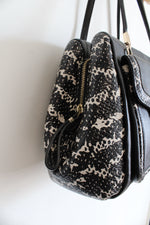 Coach Madison Black & White Python Embossed Small Sadie Flap Satchel Bag