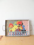 Vintage Musical Woman Hand Painted Metal Tray