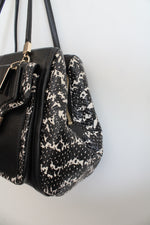 Coach Madison Black & White Python Embossed Small Sadie Flap Satchel Bag