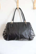 Coach Madison Black & White Python Embossed Small Sadie Flap Satchel Bag