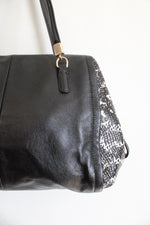 Coach Madison Black & White Python Embossed Small Sadie Flap Satchel Bag