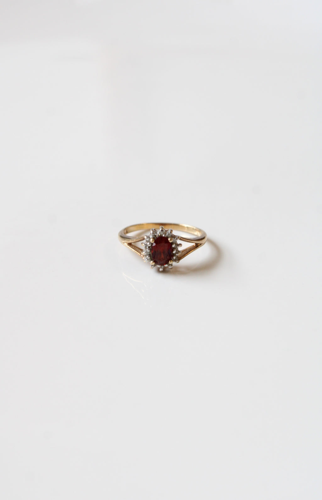 Oval Cut 10K Yellow Gold Ruby Ring | Size 6