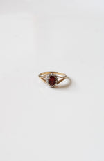 Oval Cut 10K Yellow Gold Ruby Ring | Size 6