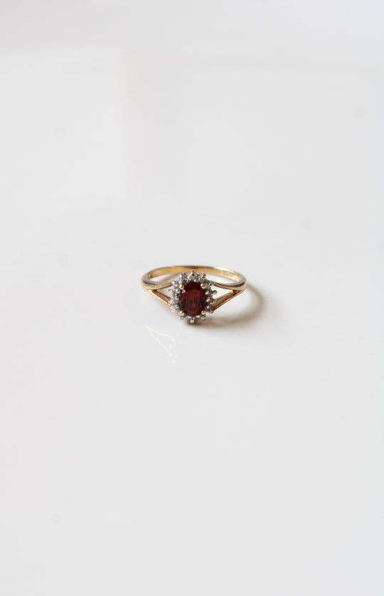 Oval Cut 10K Yellow Gold Ruby Ring | Size 6