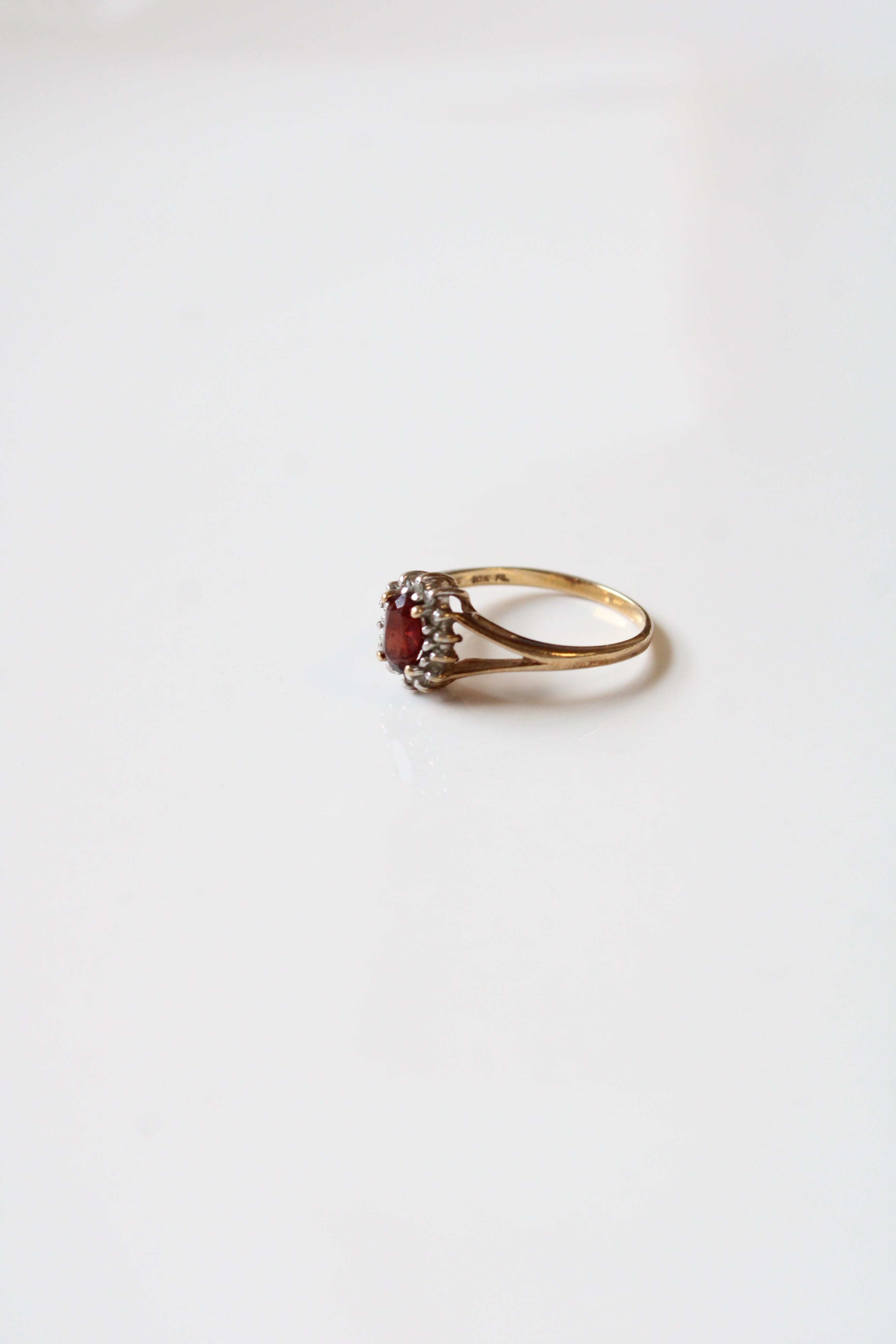 Oval Cut 10K Yellow Gold Ruby Ring | Size 6