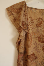 American Living Brown Paisley Mesh Top | L