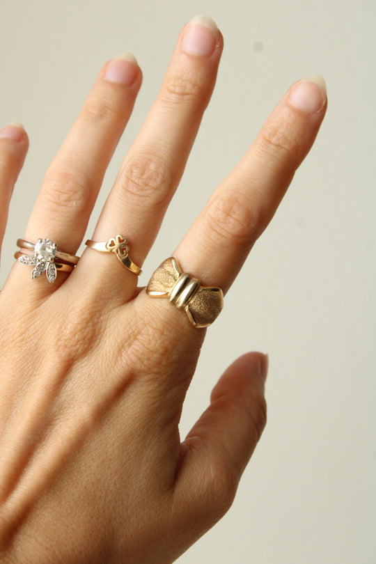 14K Yellow Gold Bow Ring | Size 9