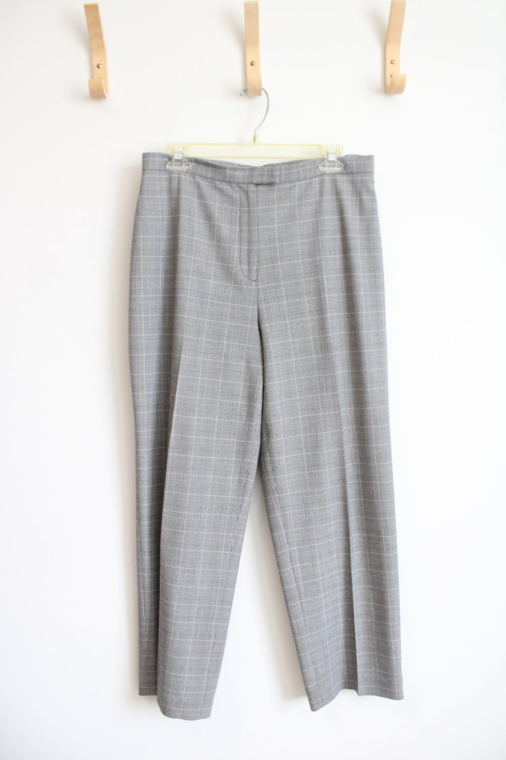 Petite Sophisticate Stretch Black & White Plaid Pants | 12