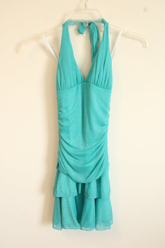 NEW Taboo Y2K Turquoise Blue Sparkle Dress | M