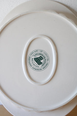 Longaberger Pottery Woven Traditions 9" Ivory Ribbed Pie Plate