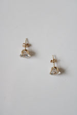 Yellow 14KT Gold Crystal Stud Earrings