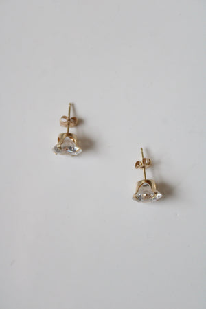 Yellow 14KT Gold Crystal Stud Earrings