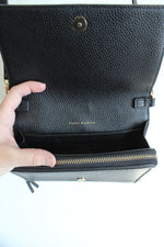Tory Burch Black Leather Front Flap Crossbody Bag