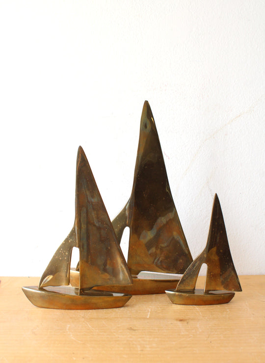 Vintage Brass Sailboats | Set Of 3