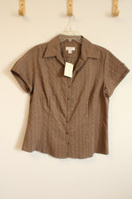 NEW Christopher & Banks Brown Shimmer Stripe Top | XL