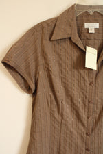 NEW Christopher & Banks Brown Shimmer Stripe Top | XL